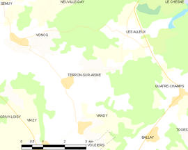 Mapa obce Terron-sur-Aisne