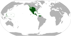 ขอบเขตที่มากที่สุดของเขตอุปราชนิวสเปน โดยพื้นที่สีเขียวอ่อนแสดงถึงพื้นที่ที่ถูกอ้างสิทธิ์การปกครองโดยนิวสเปน