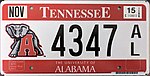 Tennessee University of Alabama plate