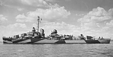 A destroyer ship on the water