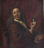 Zelfportret met miniatuur van Maria Henriëtte Stuart, 1667