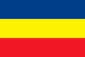 A horizontal tricolor with (from top to bottom) blue, yellow, and red bands.
