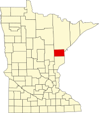 Kort over Minnesota med Carlton County markeret