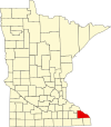 State map highlighting Winona County