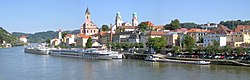 Passau se historiese binnestad langs die Donau