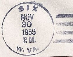 Postmark from Six, West Virginia