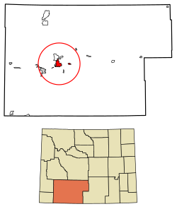 Location of Rock Springs in Sweetwater County, Wyoming.