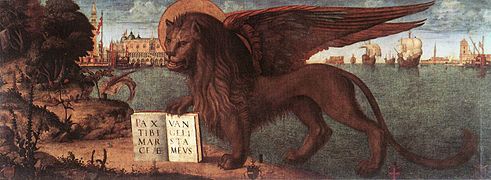 Lion de saint Marc peint par Vittore Carpaccio.