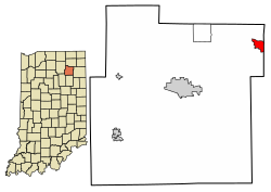 Location of Churubusco in Whitley County, Indiana.