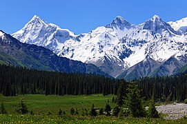 天山山脉是世界上最大的独立纬向山系和新疆著名的旅游胜地。图为木扎尔特达坂