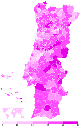 Share of the Socialist Party (PS) by municipality