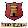 Escut tradicional d'Alfara de Carles fins a l'oficialització de l'actual.