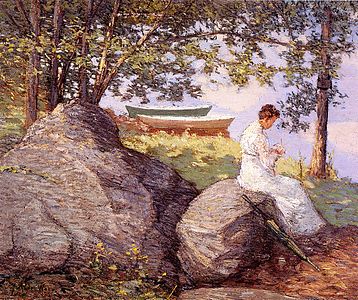 Julian Alden Weir, On the shore, vers 1909, collection privée.