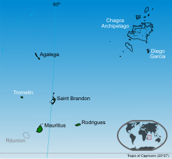 Is-isla ti Republika ti Maurisio a namarkaan iti nangisit; tuntonen ti Maurisio ti Purpuro Chagos ken Tromelin.