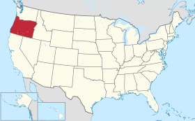 Localização do Óregon nos Estados Unidos