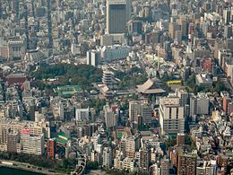 Sensō-jin temppelialue kuvattuna Tokyo Skytreestä