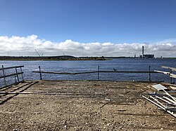 The shoreline at Somers Point, looking south from the north end of the former Beesley's Point Bridge