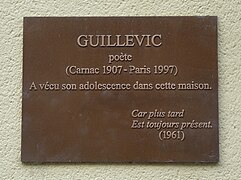 Plaque à la mémoire de Guillevic.
