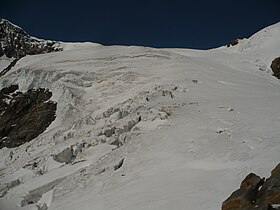 Le glacier vu depuis la cabane Giovanni Gnifetti.