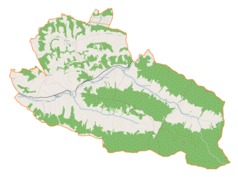 Mapa konturowa gminy Kamionka Wielka, blisko centrum na prawo znajduje się punkt z opisem „Królowa Górna”