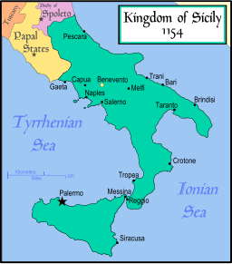 Kart over Kongedømmet Sicilia