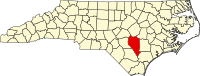 Map of North Carolina highlighting Sampson County