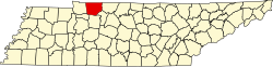 Karte von Montgomery County innerhalb von Tennessee