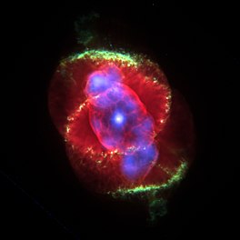 'n Saamgestelde beeld wat op optiese foto's van die Hubble-ruimteteleskoop en x-straaldata van die Chandra-X-straalsterrewag berus