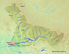 Prescott en un mapa del río Salt