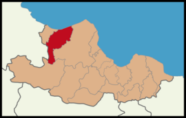 Map showing Alaçam District in Samsun Province