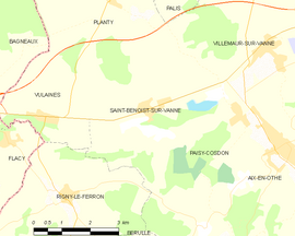 Mapa obce Saint-Benoist-sur-Vanne