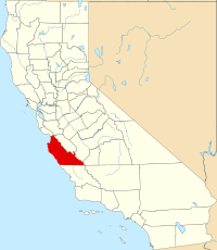 Kort over California med Monterey County markeret