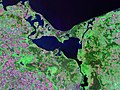 La lagune de Szczecin, vue par satellite en 2000