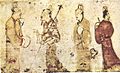 Zachowane malowidło na ceramicznym kaflu dekorującym nagrobek z epoki Han. Museum of Fine Arts w Bostonie