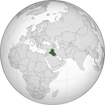 Iraq's location on a map of the Middle East and the world.