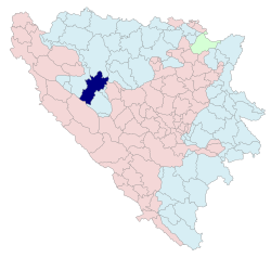 Location of Mrkonjić Grad within Bosnia and Herzegovina