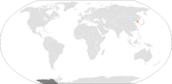 Map indicating locations of Taiwan and North Korea