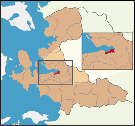 Map showing Konak District in İzmir Province