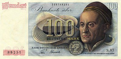 Portrait de Jacob Muffel (1526) sur le billet de 100 DM, 1948