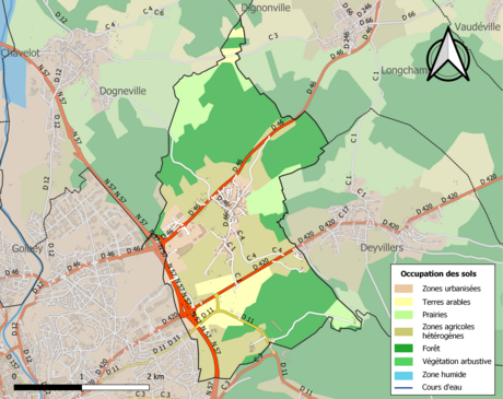 Carte en couleurs présentant l'occupation des sols.