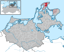 Elhelyezkedése Mecklenburg-Elő-Pomeránia térképén