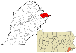 Location of Tredyffrin Township in Chester County and of Chester County in Pennsylvania