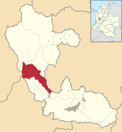 Location of the municipality and town of Santuario, Risaralda in the Risaralda Department of Colombia.