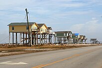 Timber piling structures on Bolivar Peninsula