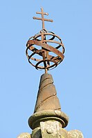 Detail of armillary sphere and cardinal's cross