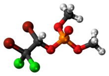 Ball-and-stick model of the Naled molecule