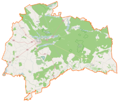 Mapa konturowa powiatu augustowskiego, w centrum znajduje się punkt z opisem „Balinka”