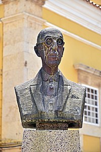 Detail of the monument dedicated to Dr. João Da Silva Nobre by the city of Faro. The bronze bust was made by the sculptor Sidónio de Almeida