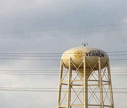 The Vernon water tower in April 2009.