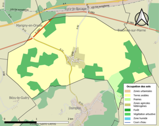 Carte en couleurs présentant l'occupation des sols.